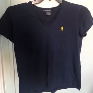 Navy V neck Polo Shirt